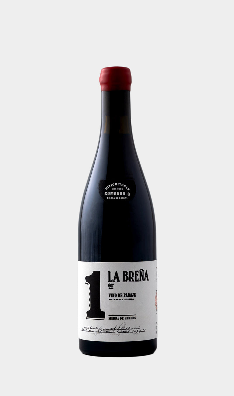 Comando G Breña 1er Cru 2020 wine bottle showcasing minimalist branding and high-end Spanish wine design.