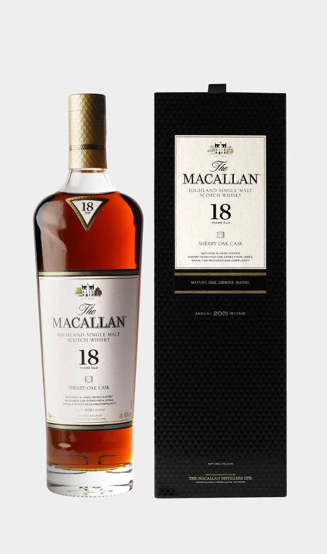 The Macallan Sherry Oak 18 Years Old Whisky, 700ml (Packaging may vary) :  : Grocery